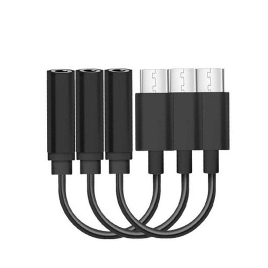 3Pcs Usb Type C To 3.5Mm Earphone Headphone Adapter Cable Black