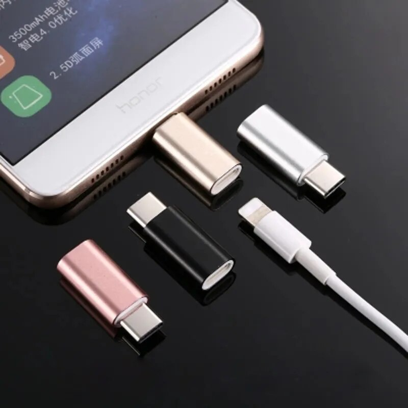 3Pcs 8-Pin Lighting To Usb C Type-C Jack Charger Cable Adapter Charging Connector