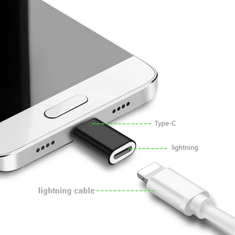 3Pcs 8-Pin Lighting To Usb C Type-C Jack Charger Cable Adapter Charging Connector
