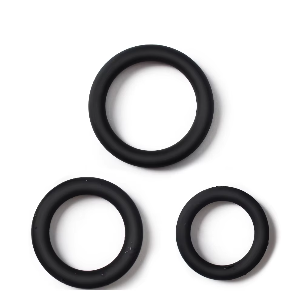 3Pcs Black Male Cock Rings Set Silicone Rubber Stretchy Penis Delay Ejaculation