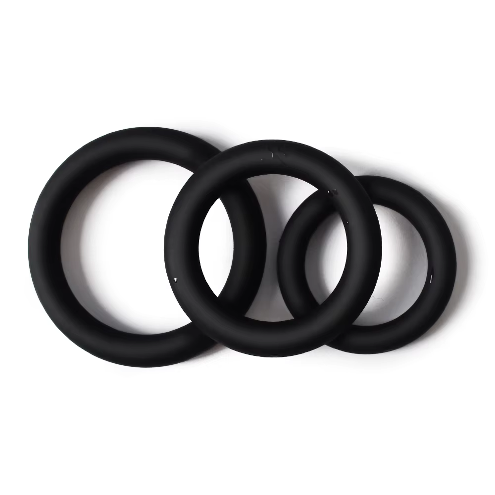 3Pcs Black Male Cock Rings Set Silicone Rubber Stretchy Penis Delay Ejaculation