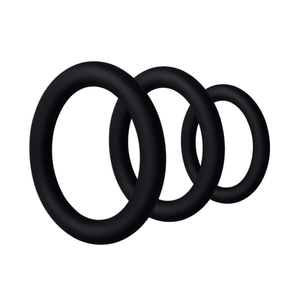 3Pcs Black Male Cock Rings Set Silicone Rubber Stretchy Penis Delay Ejaculation
