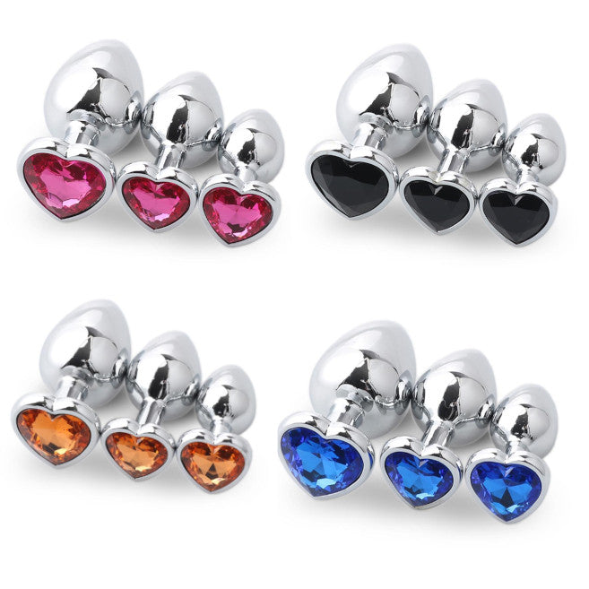 3Pcs / Set Butt Jewellery Heart Metal Anal Plug Sex Toys Women