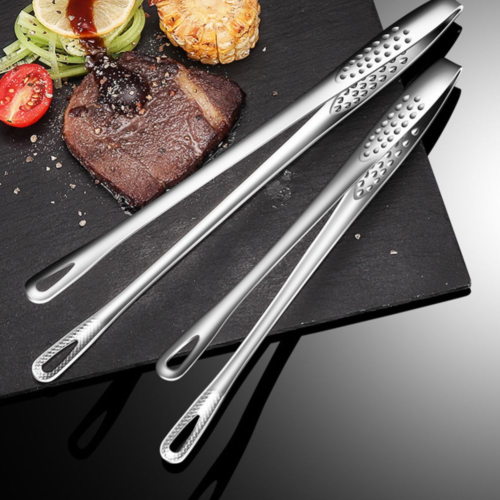 3Pcs Stainless Steel Non-Slip Barbecue Steak Buffet Tong Bread Clip Kitchen Tools