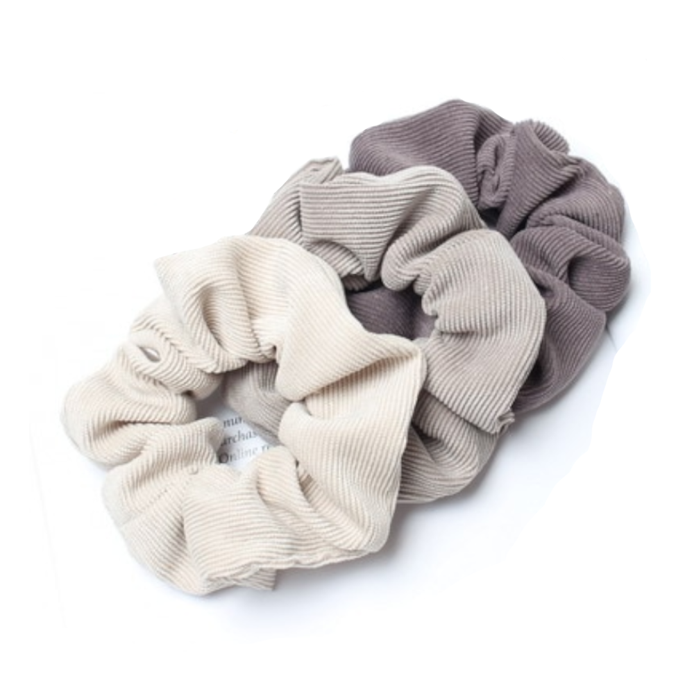 3Pcs Set Corduroy Fabric Scrunchies Women Ponytail Hair Ties