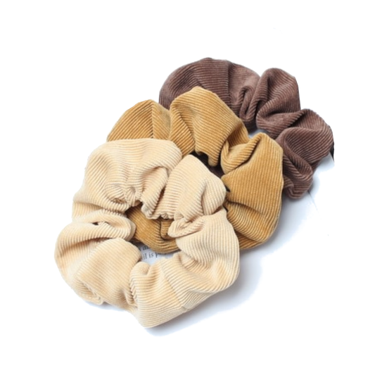 3Pcs Set Corduroy Fabric Scrunchies Women Ponytail Hair Ties
