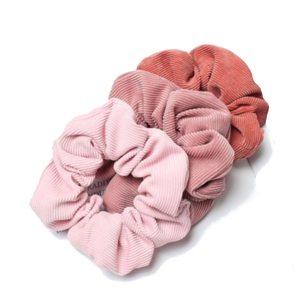 3Pcs Set Corduroy Fabric Scrunchies Women Ponytail Hair Ties