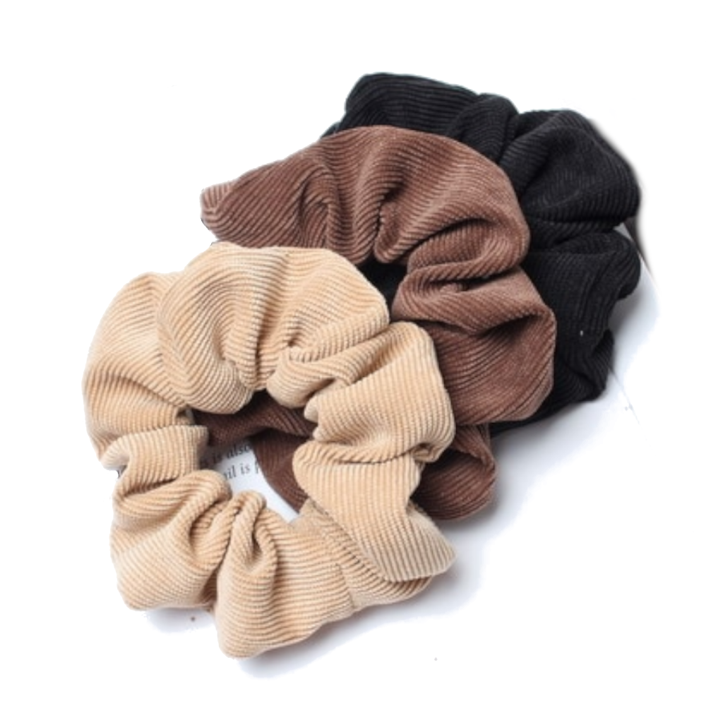 3Pcs Set Corduroy Fabric Scrunchies Women Ponytail Hair Ties
