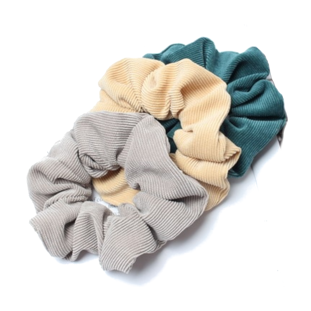 3Pcs Set Corduroy Fabric Scrunchies Women Ponytail Hair Ties