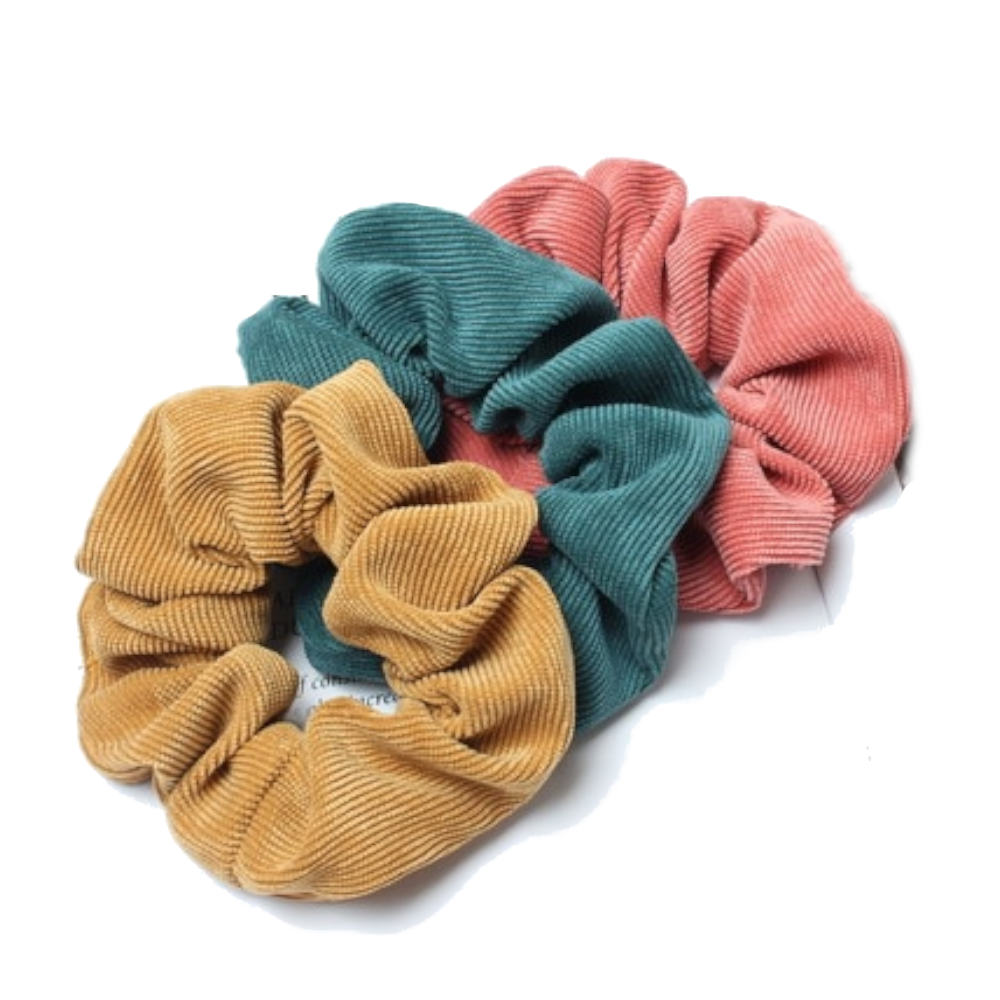3Pcs Set Corduroy Fabric Scrunchies Women Ponytail Hair Ties