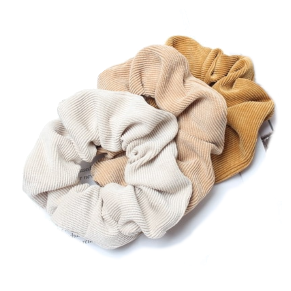 3Pcs Set Corduroy Fabric Scrunchies Women Ponytail Hair Ties