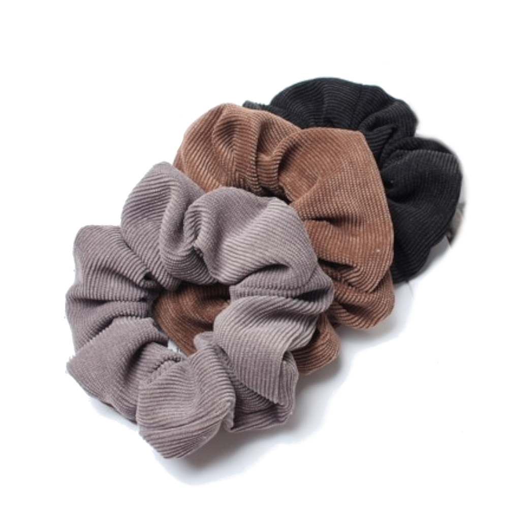 3Pcs Set Corduroy Fabric Scrunchies Women Ponytail Hair Ties