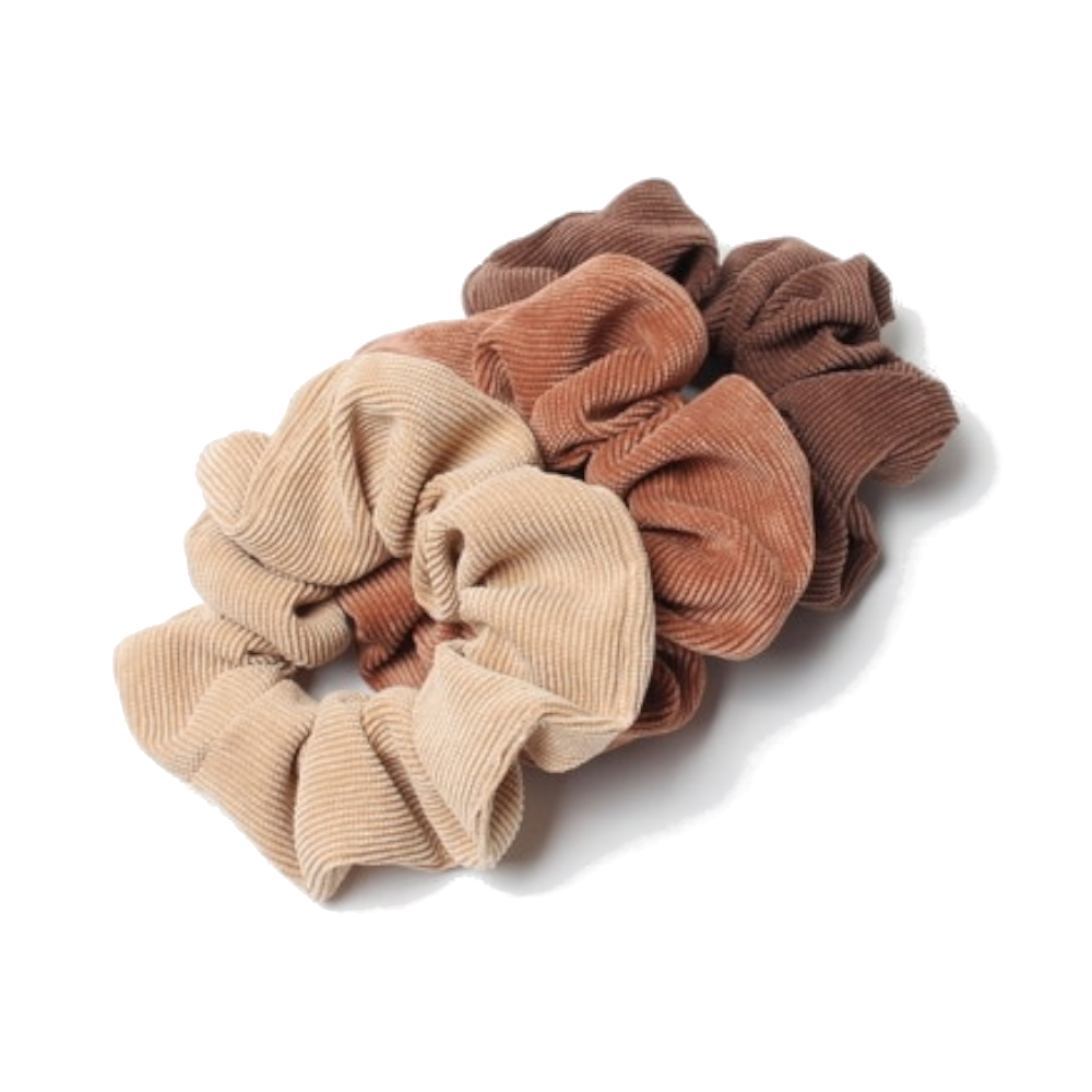 3Pcs Set Corduroy Fabric Scrunchies Women Ponytail Hair Ties
