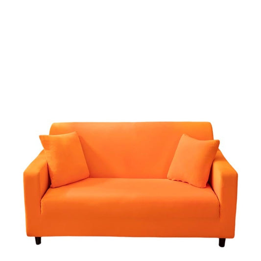 3 Seater Sofa Cover Plain Orange Elastic Stretchable Slipcover For Living Room