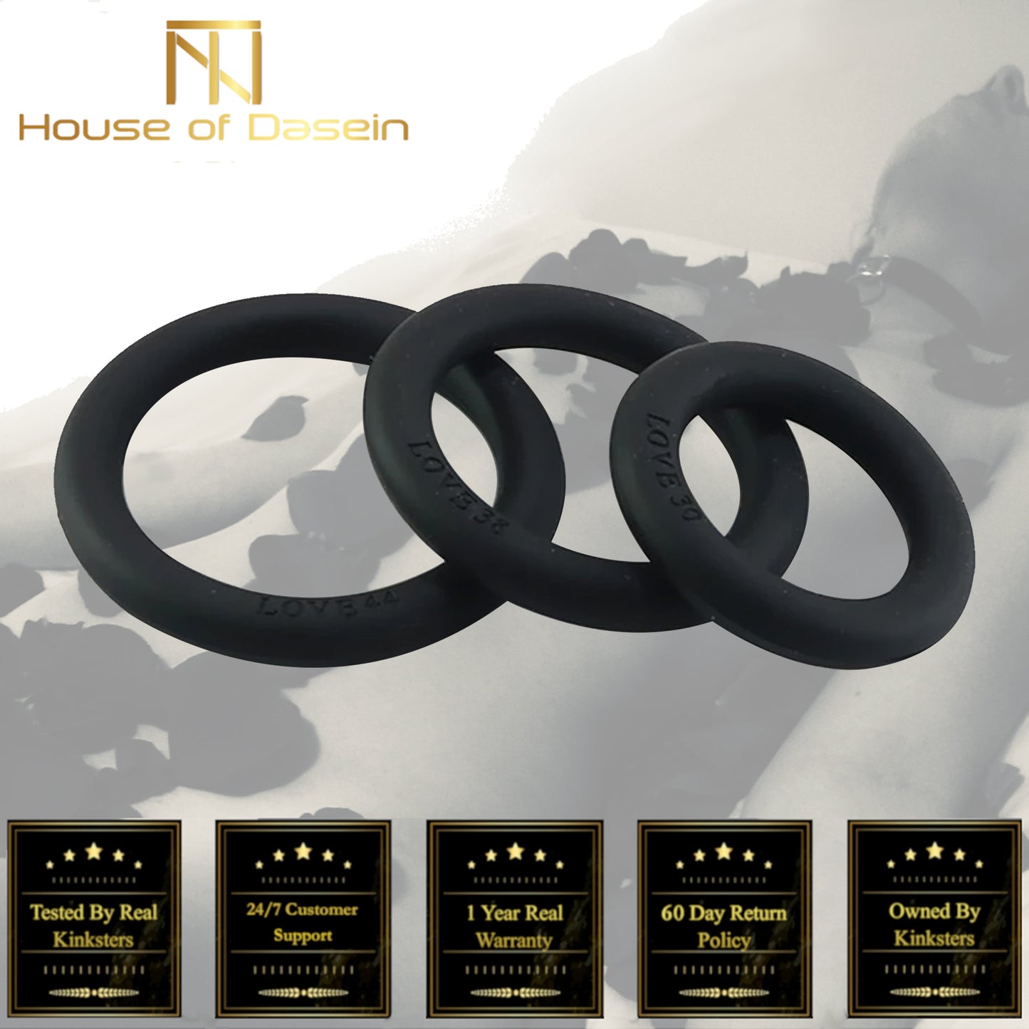 3 / Set Stretchy Silicone Black Cock Rings Elastic Penis Men