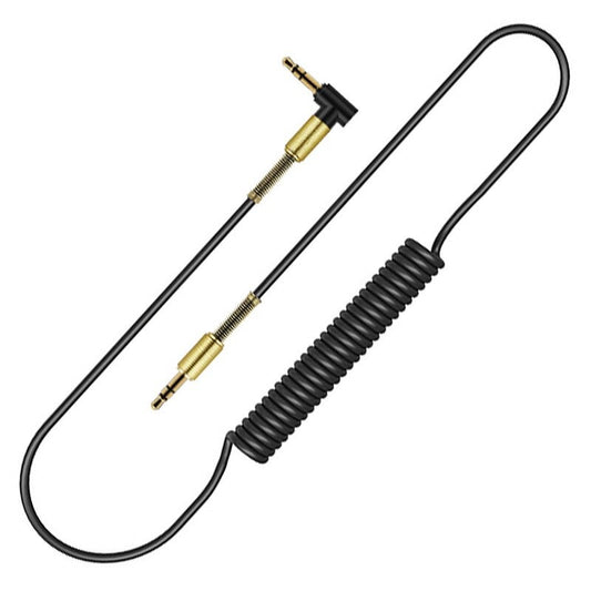 4.9Ft Aux Cable 3.5Mm Audio Spring Extension Cord Male To For Car Stereo Pc Headphone