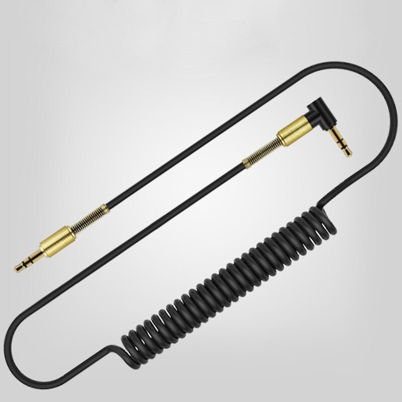4.9Ft Aux Cable 3.5Mm Audio Spring Extension Cord Male To For Car Stereo Pc Headphone