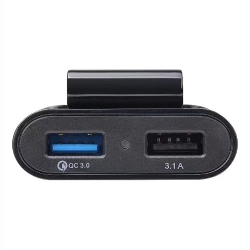 4 In 1 8A Qc3.0 Quick Charging Car Charger Usb Ports For Frontseat Backseat Black