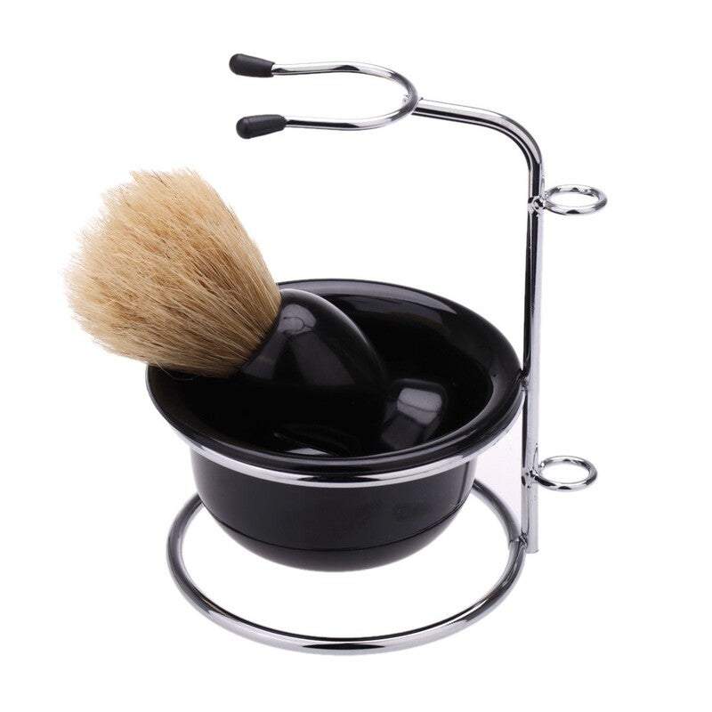 Razors Blades 4 In 1 Men's Manual Set Beard Shaving Brush Bowl Stainless Steel Stand Holder