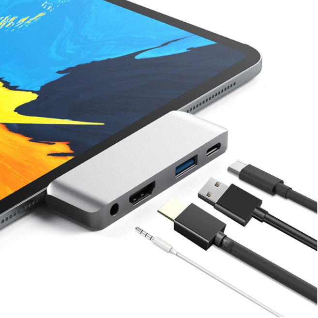 4 In 1 Multi Function For Ipad Pro Hub Type C To Hdmiauxusbpd Adapter 3.5Mm Headphone Jack Pd Charging Converter