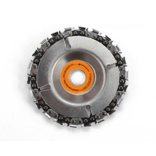 4 Inch 22 Teeth Carving Chain Disc Woodworking Sculpting Tool For 100 / 115 Angle Grinder Silver