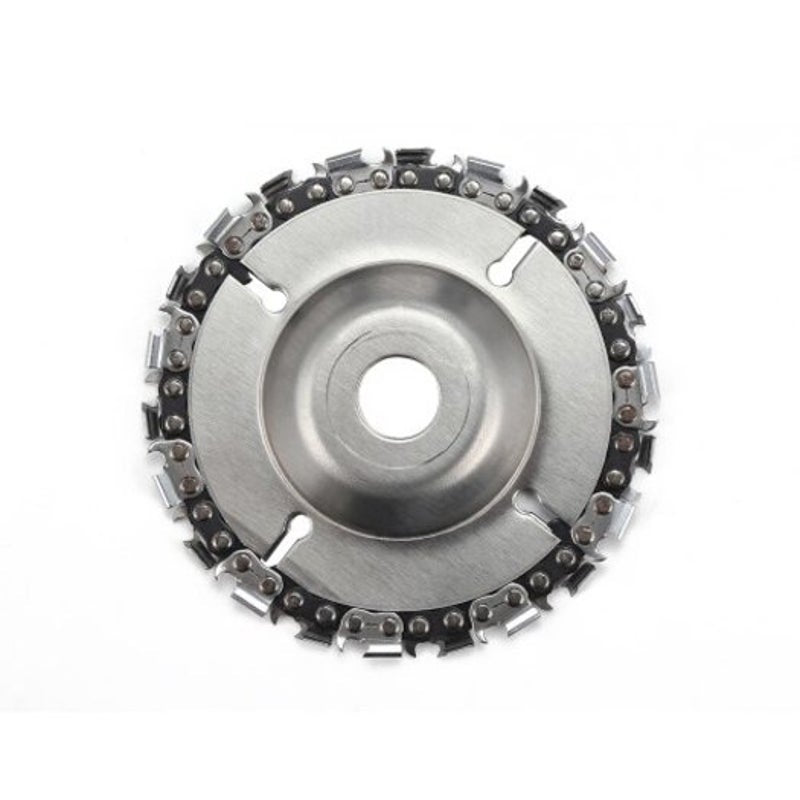 4 Inch 22 Teeth Carving Chain Disc Woodworking Sculpting Tool For 100 / 115 Angle Grinder Silver