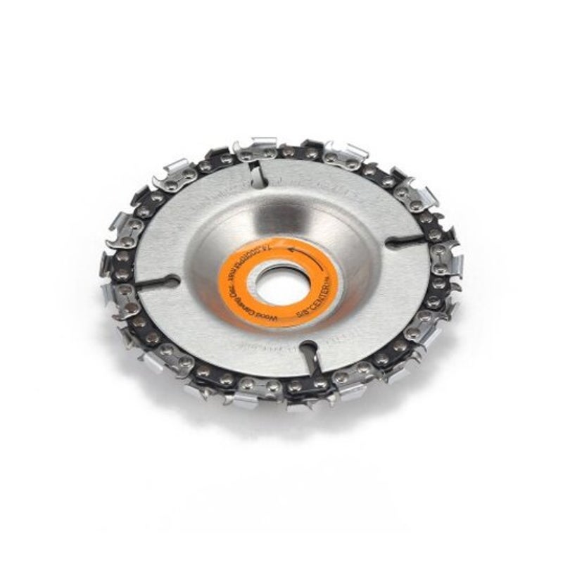 4 Inch 22 Teeth Carving Chain Disc Woodworking Sculpting Tool For 100 / 115 Angle Grinder Silver