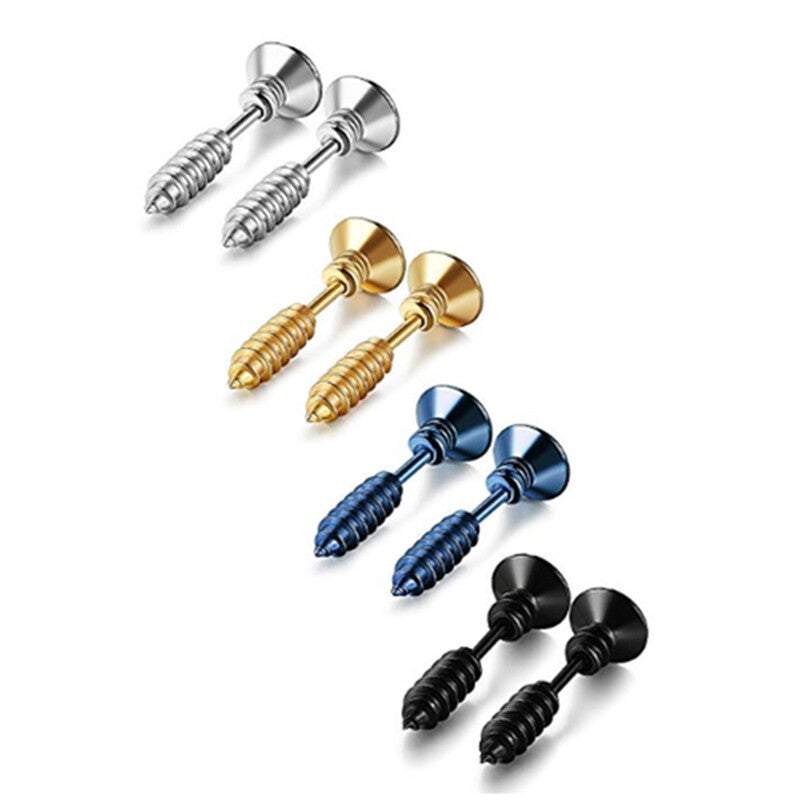 Veile Studios Earrings 4 Pairs Stainless Steel Women's Men's Screw Pierced Tunnel