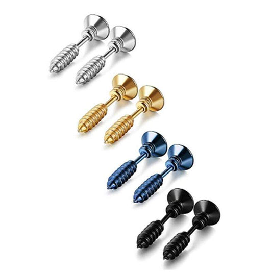 Veile Studios Earrings 4 Pairs Stainless Steel Women's Men's Screw Pierced Tunnel