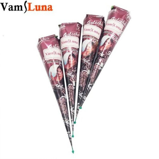 4 Pieces Brown Natural Herbal Henna Cones Body Art Mehandi Ink Gift For Halloween Christmas