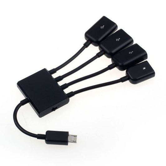 4 Port Micro Usb Power Charging Hub Cable For Smartphone Table Keyboard Mouse Card Reader Black