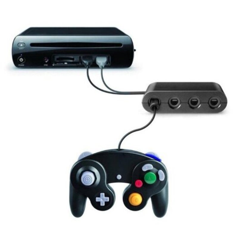 4 Ports For Gamecube Gc Controllers Usb Adapter Converter / Pc Switch Wiiu Jet Black