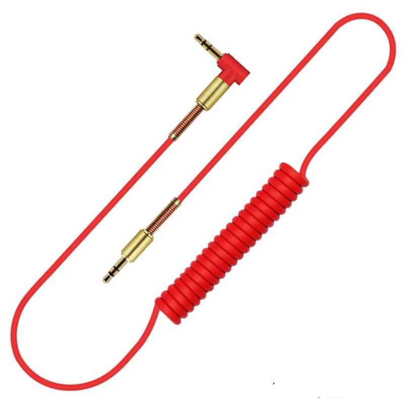 4.9Ft Aux Cable 3.5Mm Audio Spring Extension Cord Male To For Car Stereo Pc Headphone
