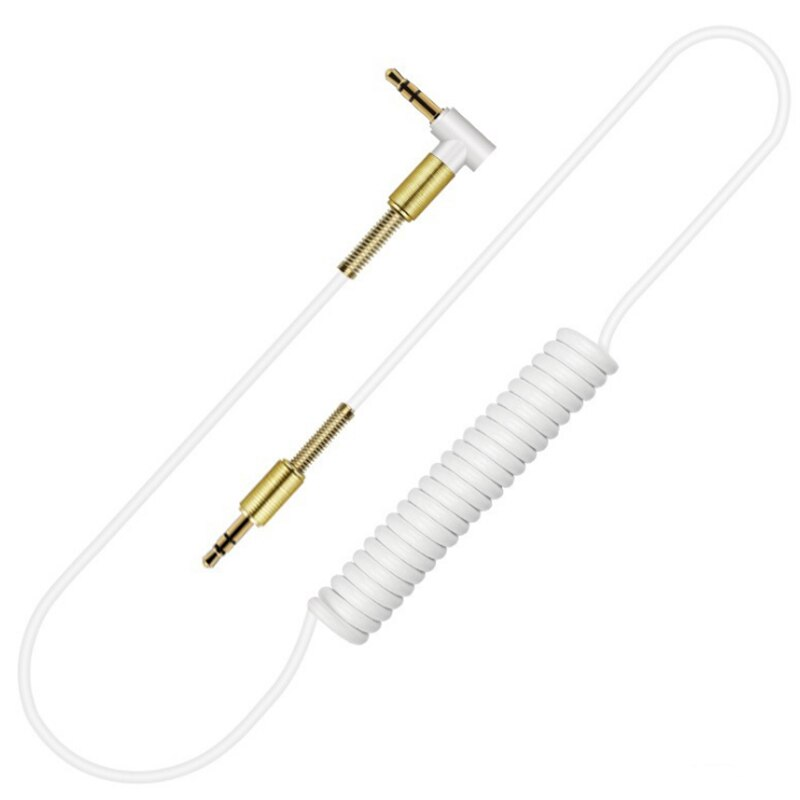 4.9Ft Aux Cable 3.5Mm Audio Spring Extension Cord Male To For Car Stereo Pc Headphone