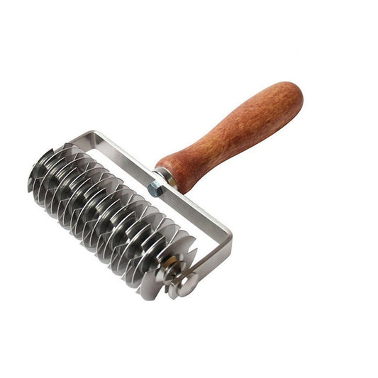 40 Stainless Steel Dough Lattice Bread Crust Roller Cutter Wood Handle Pastry Tool Pizza Bakeware Tools