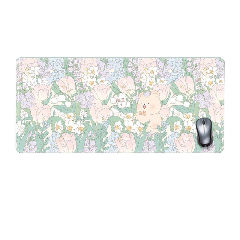 Floral Large Mousepad Kawaii Desk Pad Home Office