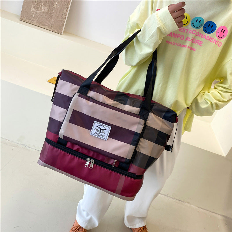 Foldable Travel Duffel Bag Fitness Gym Waterproof Dry And Wet Separation Sports