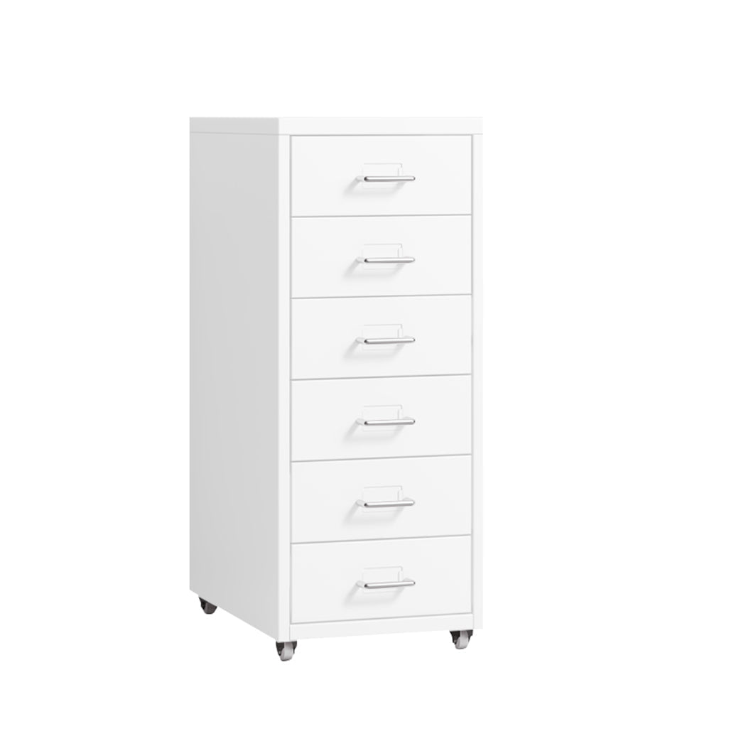 6 Drawer Office Cabinet White Storage Organizer For Workspace Home