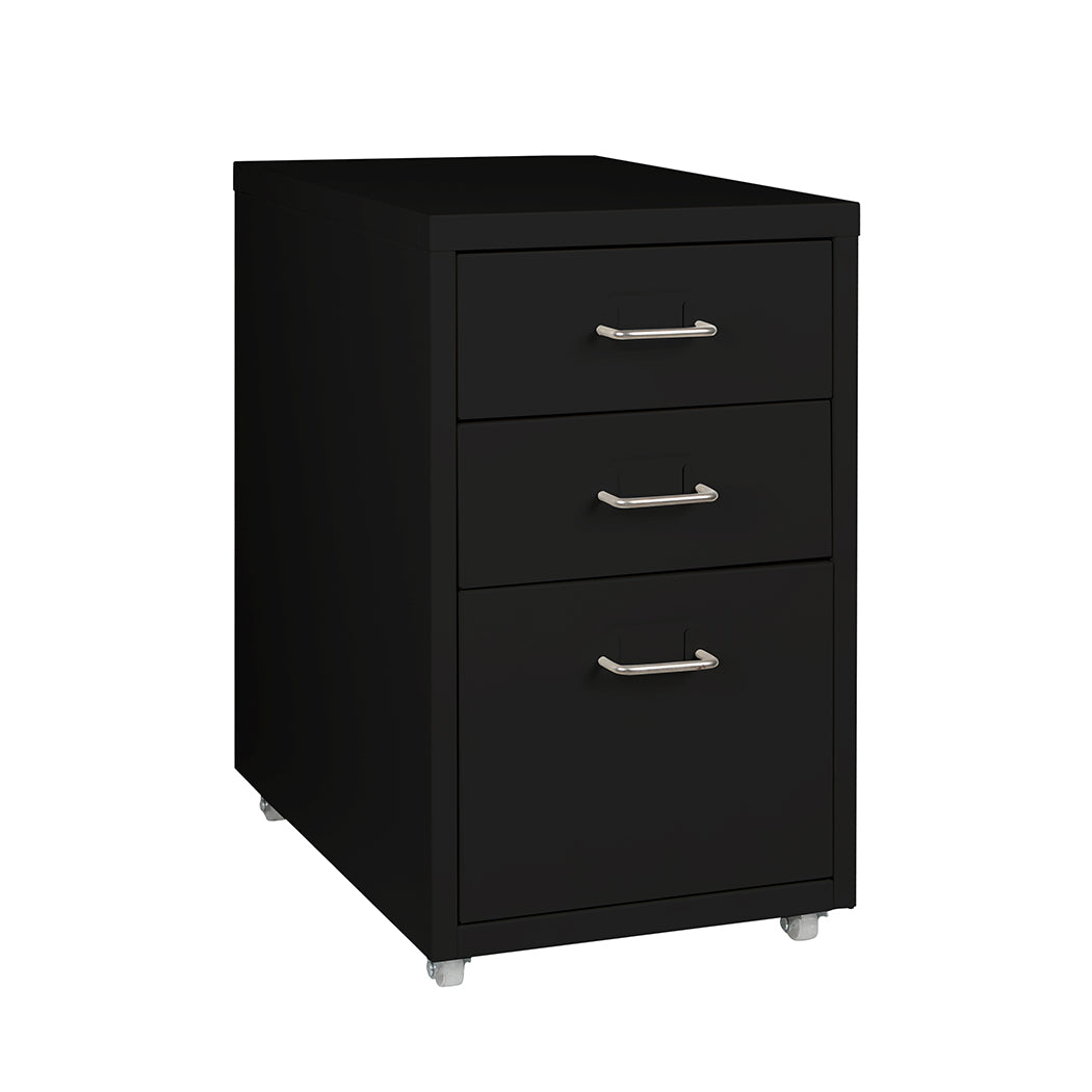 3 Drawer Office Drawers Filing Cabinet Black Steel Storage