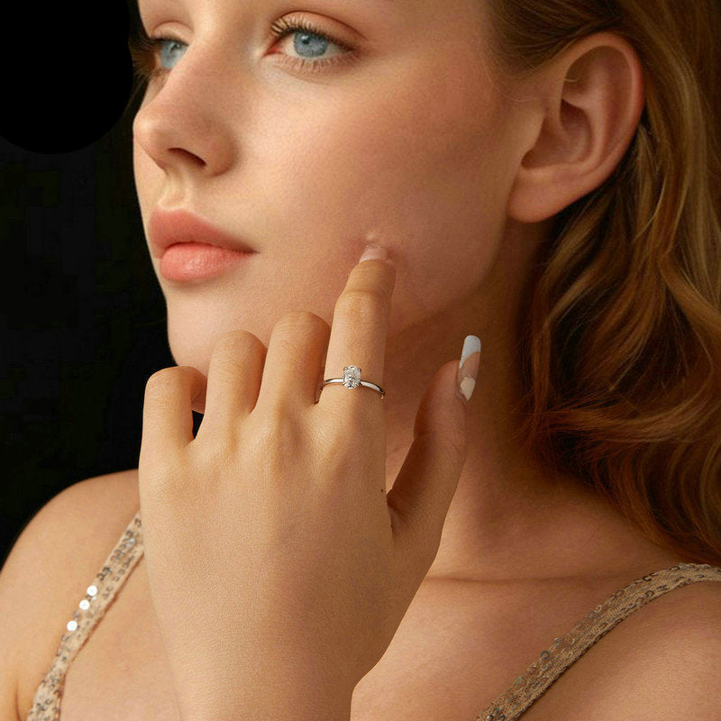 One Carat Moissanite Diamond Ring In Pure Silver Classic Wedding