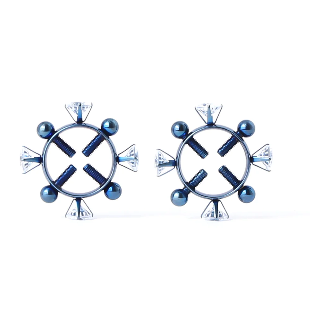Bdsm 2Pcs Nipple Clamps Stainless Steel Crystal Ring Breast Clips Stimulator Erotic Sm Toys For Women 5 Colors Choose