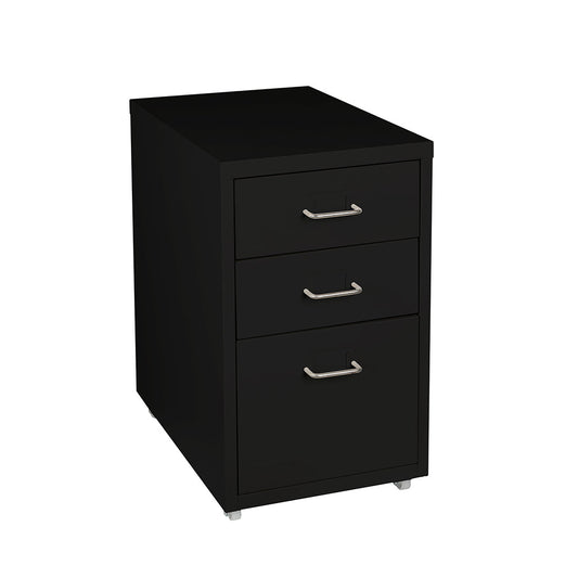 3 Drawer Office Drawers Filing Cabinet Black Steel Storage
