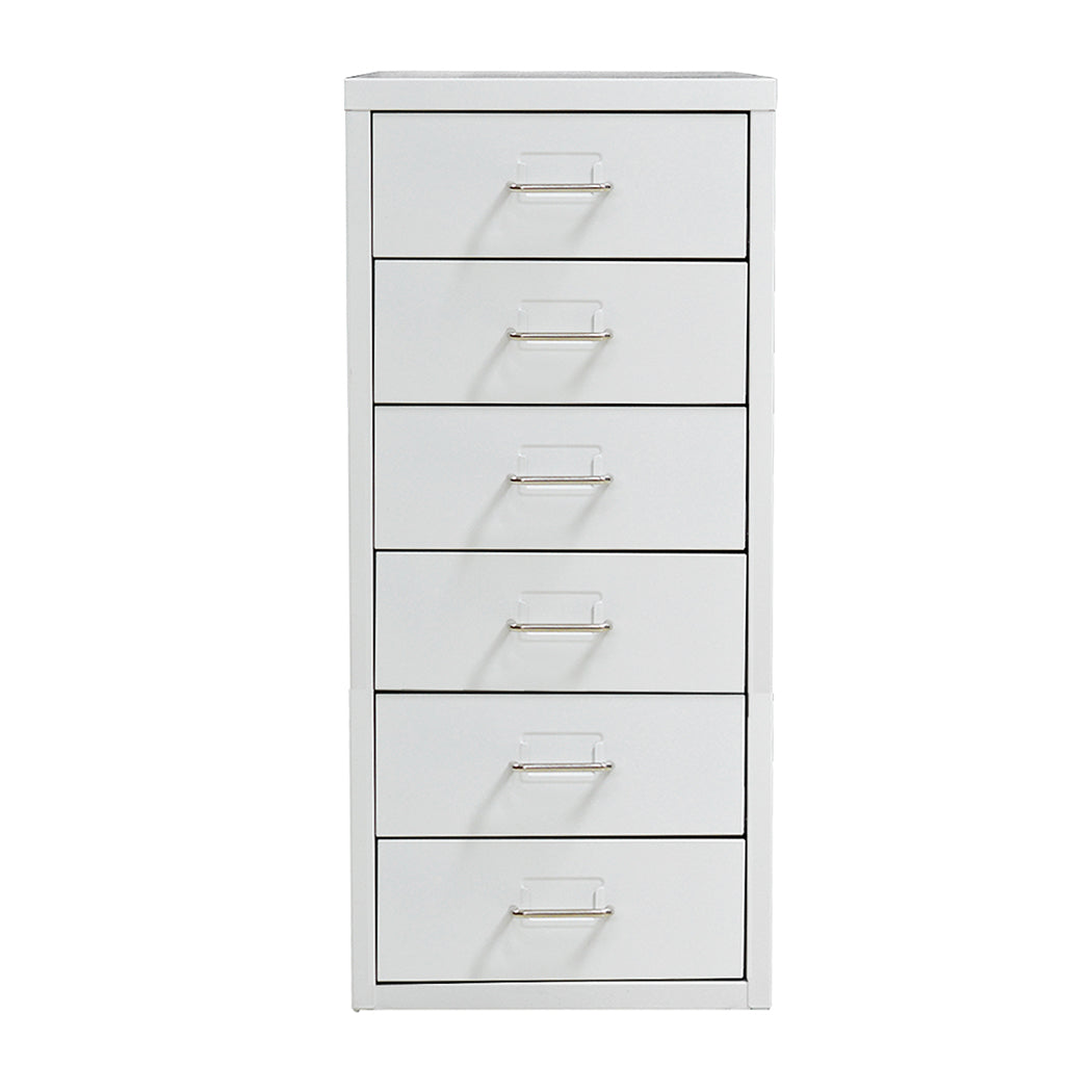 6 Drawer Office Cabinet White Storage Organizer For Workspace Home
