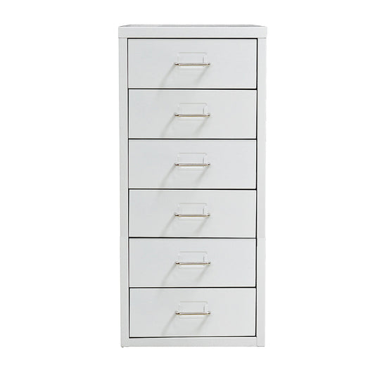 6 Drawer Office Cabinet White Storage Organizer For Workspace Home