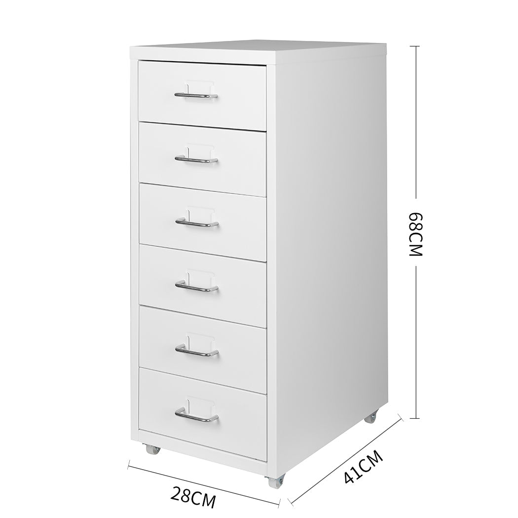 6 Drawer Office Cabinet White Storage Organizer For Workspace Home