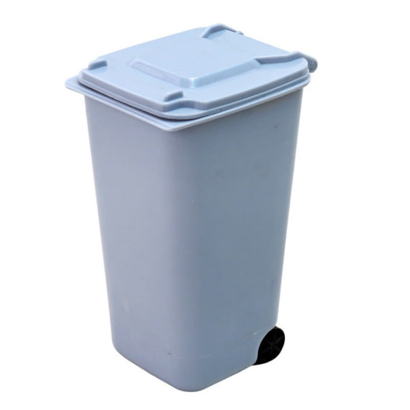 Multifunctional Plastic Storage Bin Desktop Trash Can With Wheel
