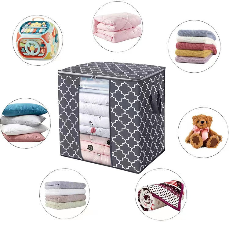 Non Woven Foldable Patterned Storage Bag With See Through