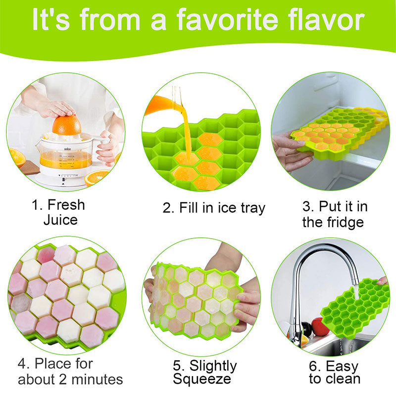 Reusable Honeycomb Shape Silicone Ice Cube Tray Moulds With Lids