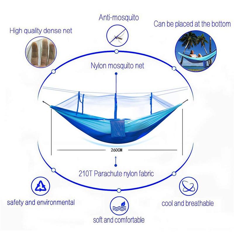 Double Person Hammock With Awning Mosquito Net Outdoor Camping