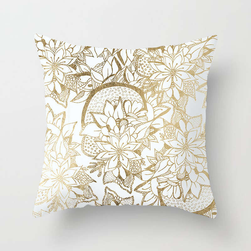 45 X 45Cm Gold Printed Cushion Cover